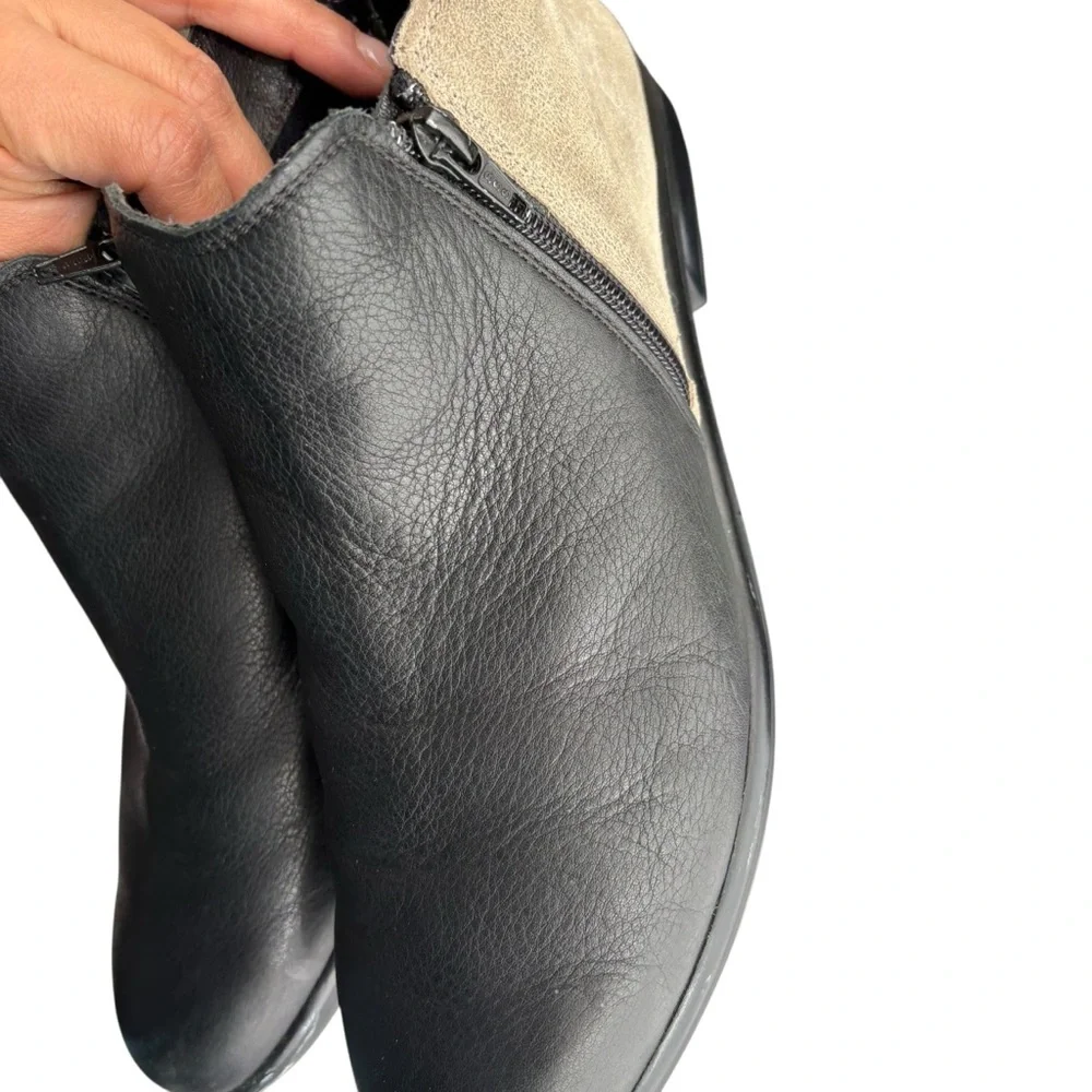 NAOT Helm Womens Ankle Boots Size 41 Dual Zip Black Lthr/Speckled Beige‎